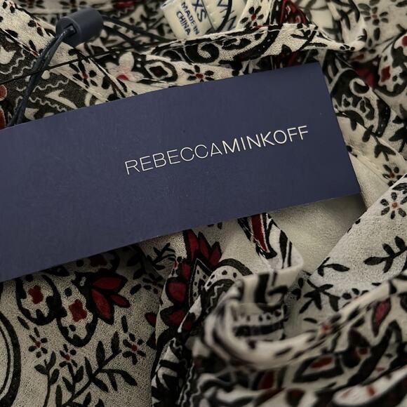 Rebecca Minkoff Multi Floral Cappy Dress Large Cold Shoulder SIze XS NWT $298 - Picture 6 of 13